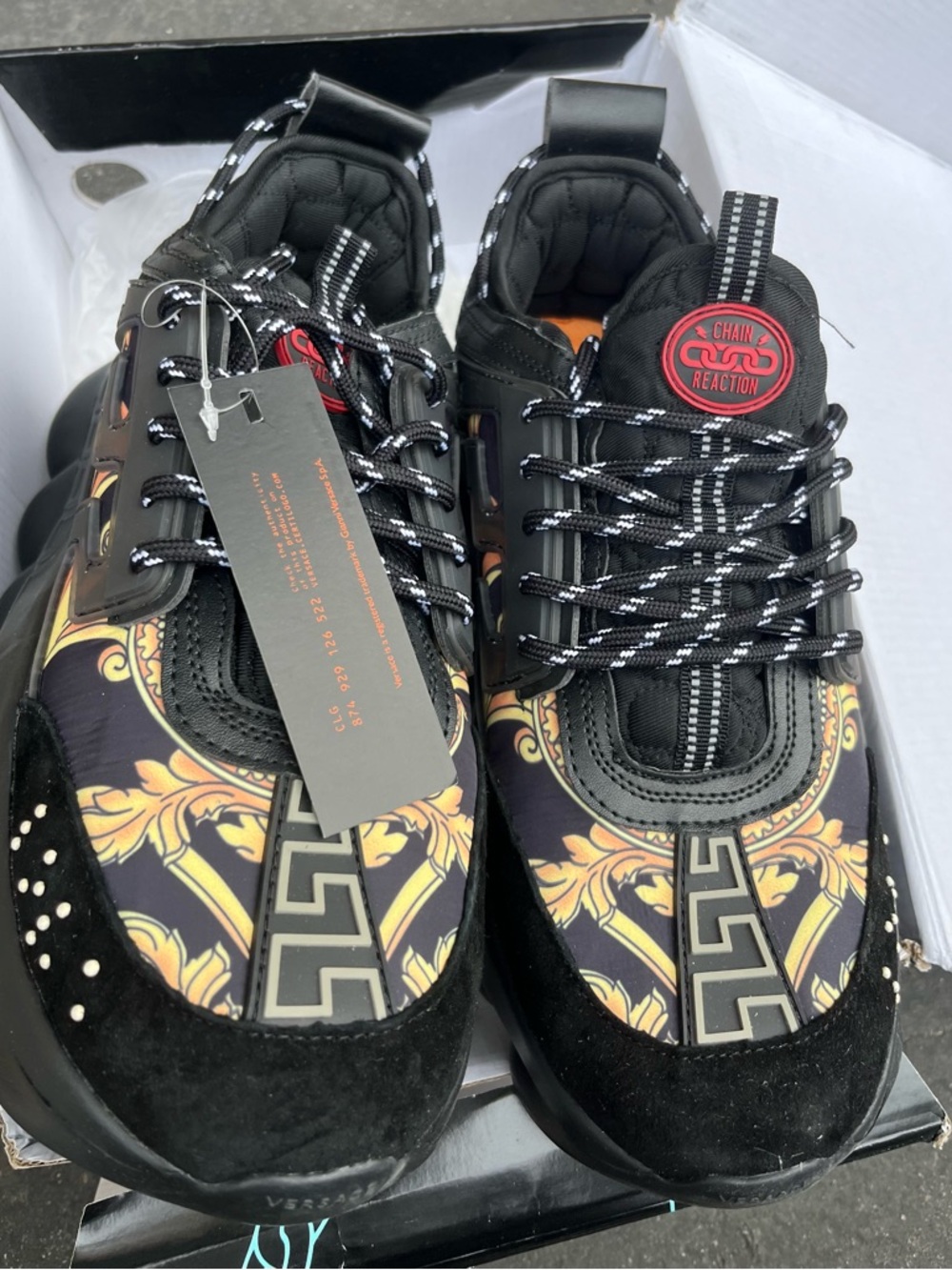 Versace Black and Gold Chain Reaction Sneakers - Picture 3 of 7